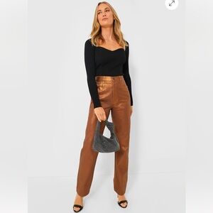 NWT Veronica Beard Daniela Metallic Straight-Leg Jean Bronze 28